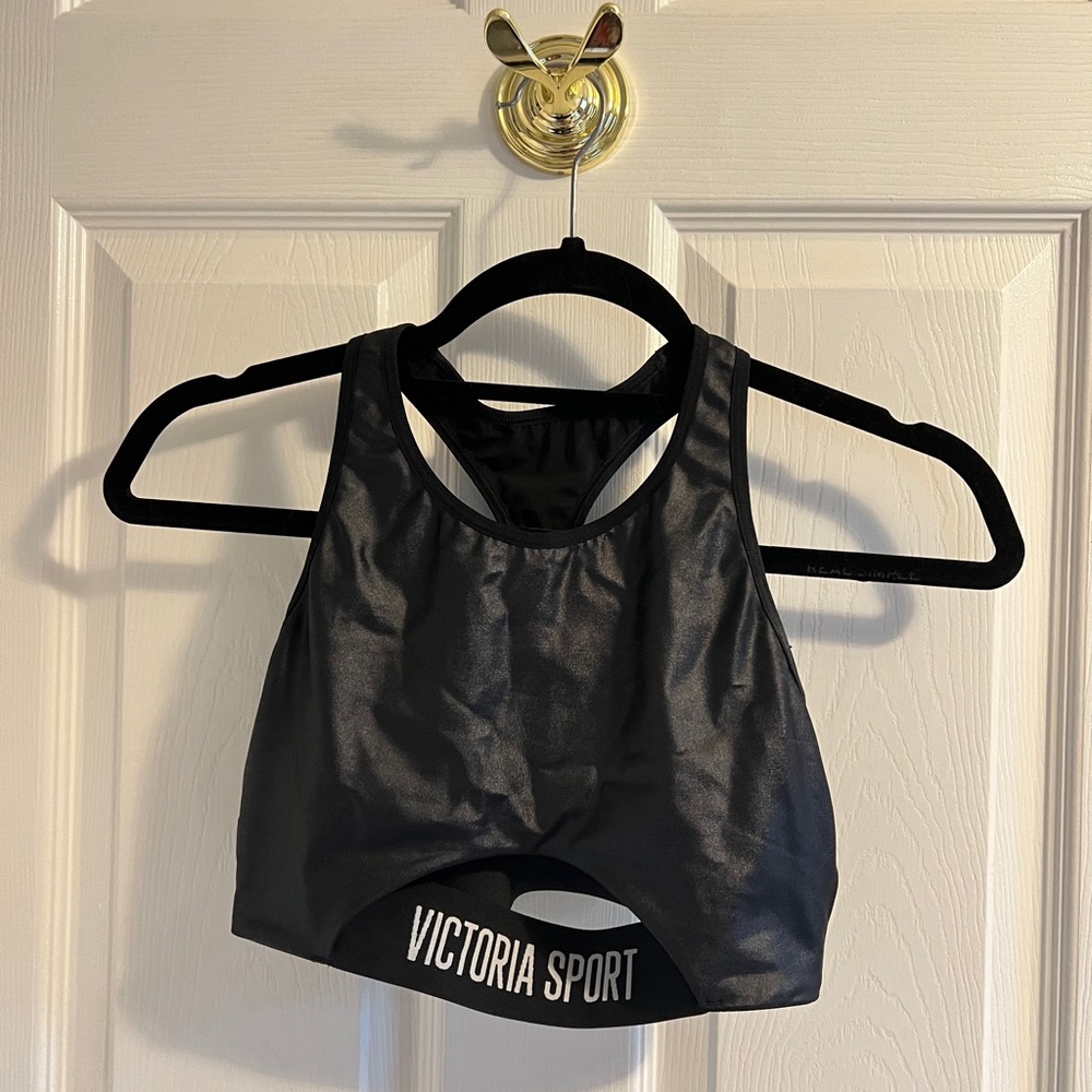 victoria’s secret, pink, sports bra, black leather, halter neck